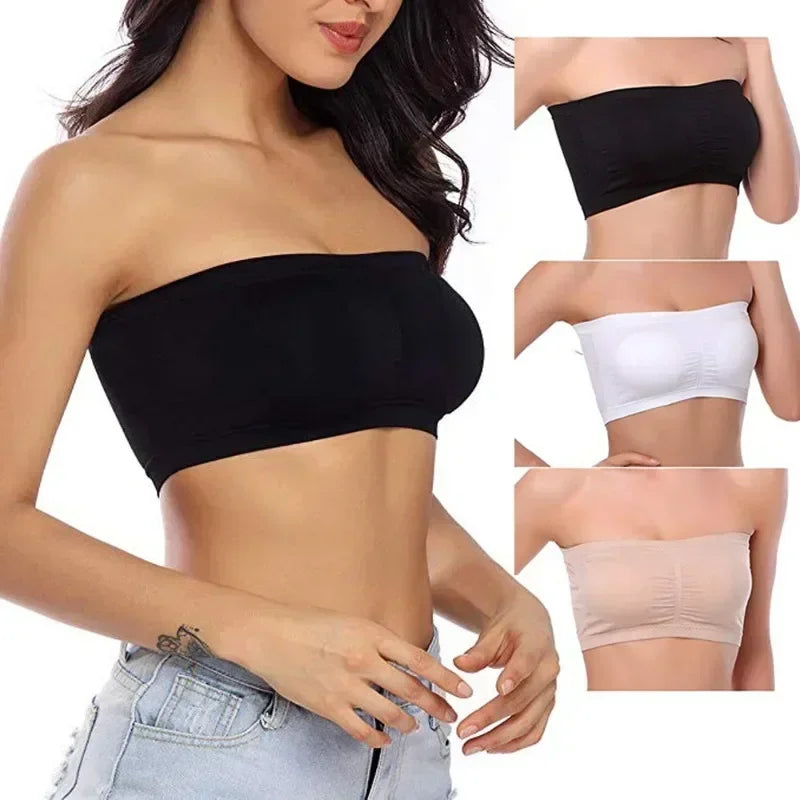 Mesh Breathable Tube Top Seamless Underwear Strapless Stretch Breathable Solid Pattern Hollow Back Bras Casual Summer Intimates