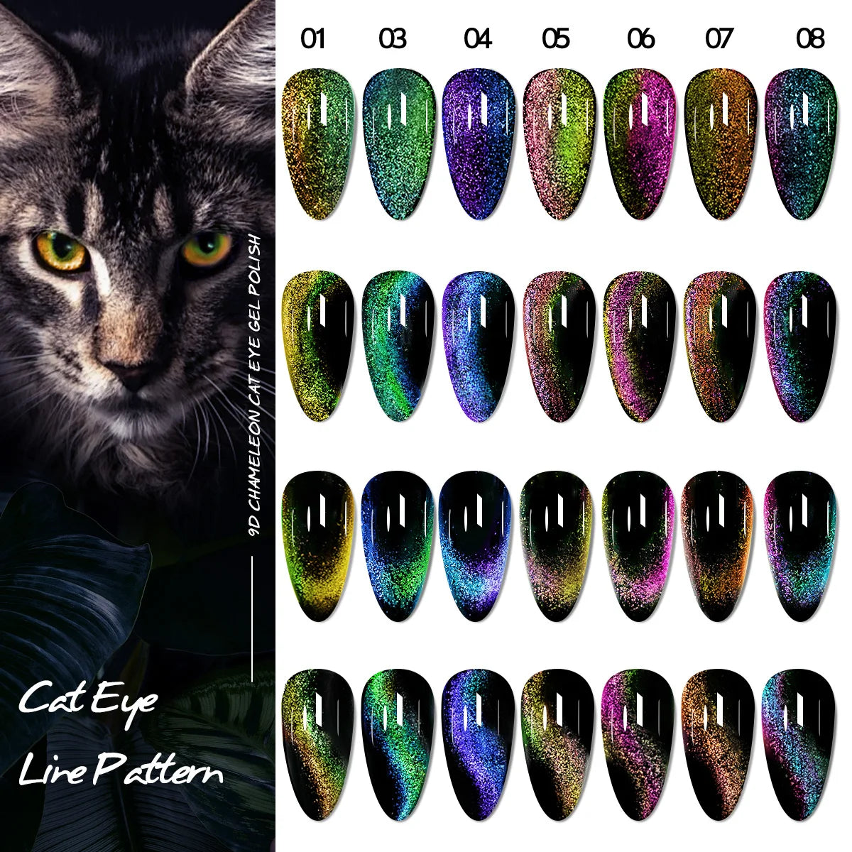 7 Colors Starry Sky Effect Magnetic Gel Polish Set with Soak Off UV LED Cat Eye Gel Polish Manicure Nail Art Kit - Magnetic Stic