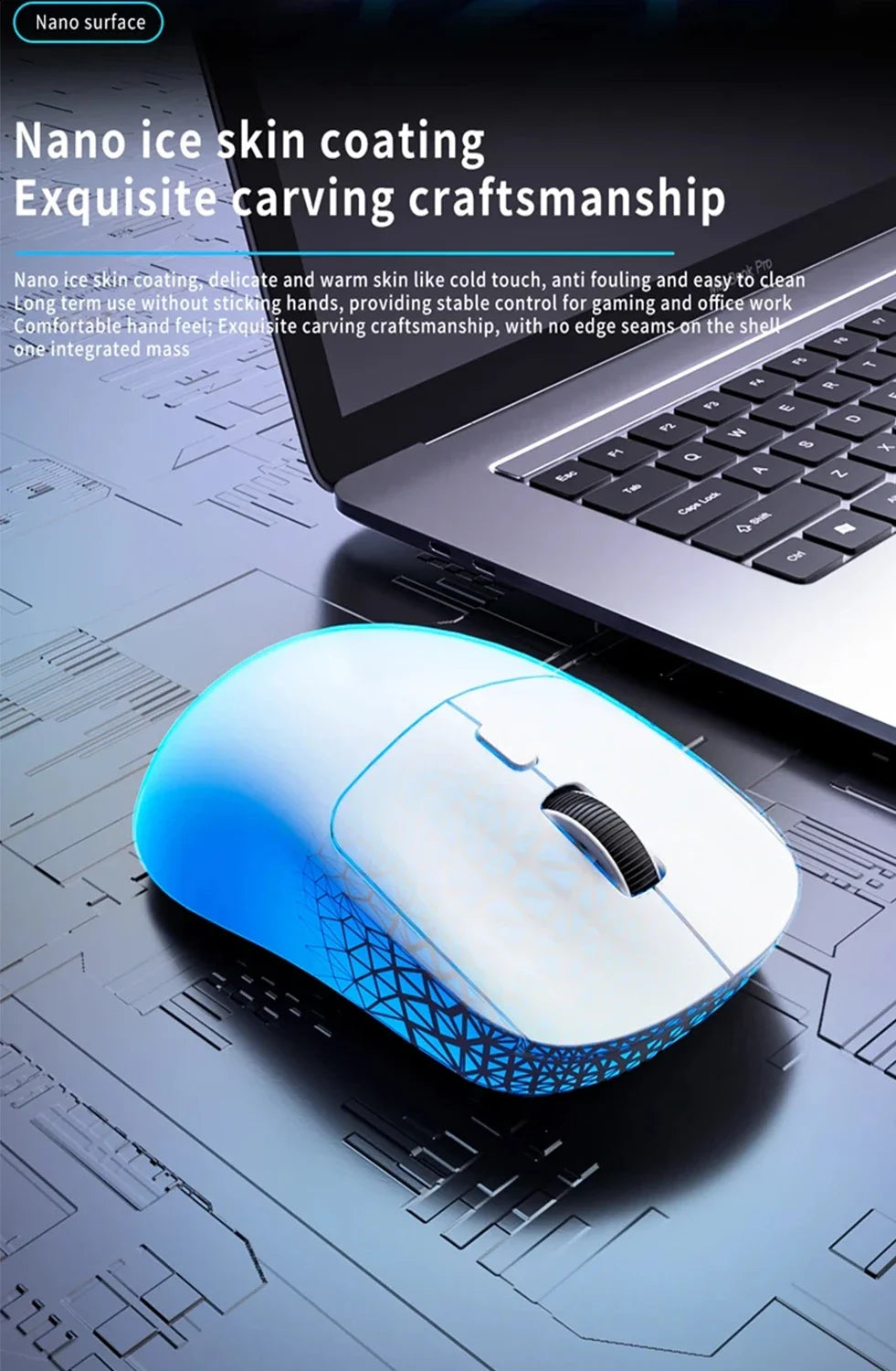 Trådlös Ergonomisk Mus 3-läges Bluetooth + 2,4G USB – Tyst 6 Knappar 1800 DPI Laddningsbar Kontor Gaming, Vit/Röd/Svart