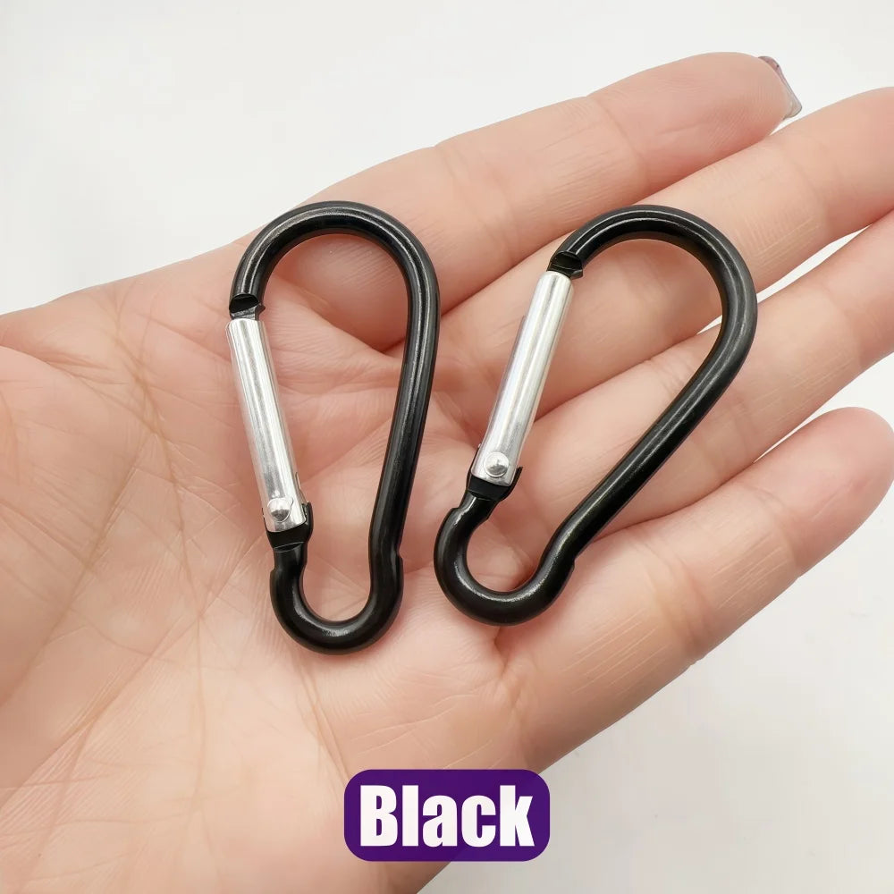 5-100Pcs Aluminum Carabiner Key Chain Clip Outdoor Camping Keyring Snap Hook Water Bottle Buckle Kit Climbing Accessories