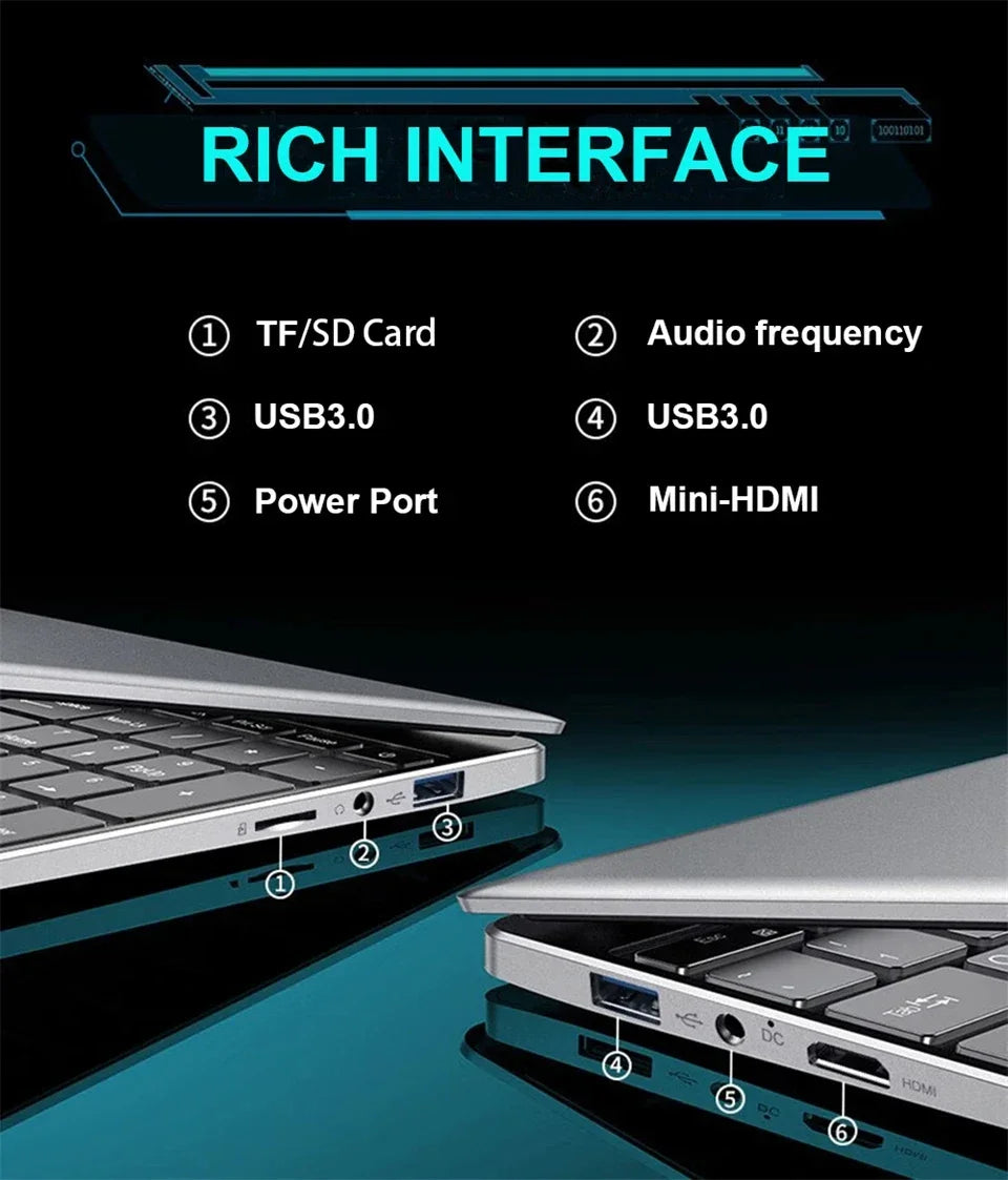 Ultratunn Laptop 15,6" Intel N95 16/32GB DDR4 Upp till 2TB SSD – Windows 11 Fingeravtryck Bakbelyst Numeriskt Tangentbord FHD