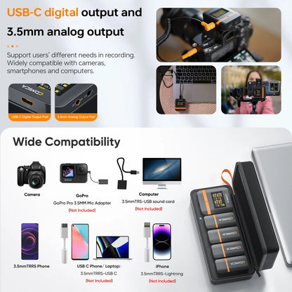 COMICA Vimo Q Four channel Mini Wireless Microphone Wireless Lavalier Microphone With Charging Case for Camera Smartphone PC