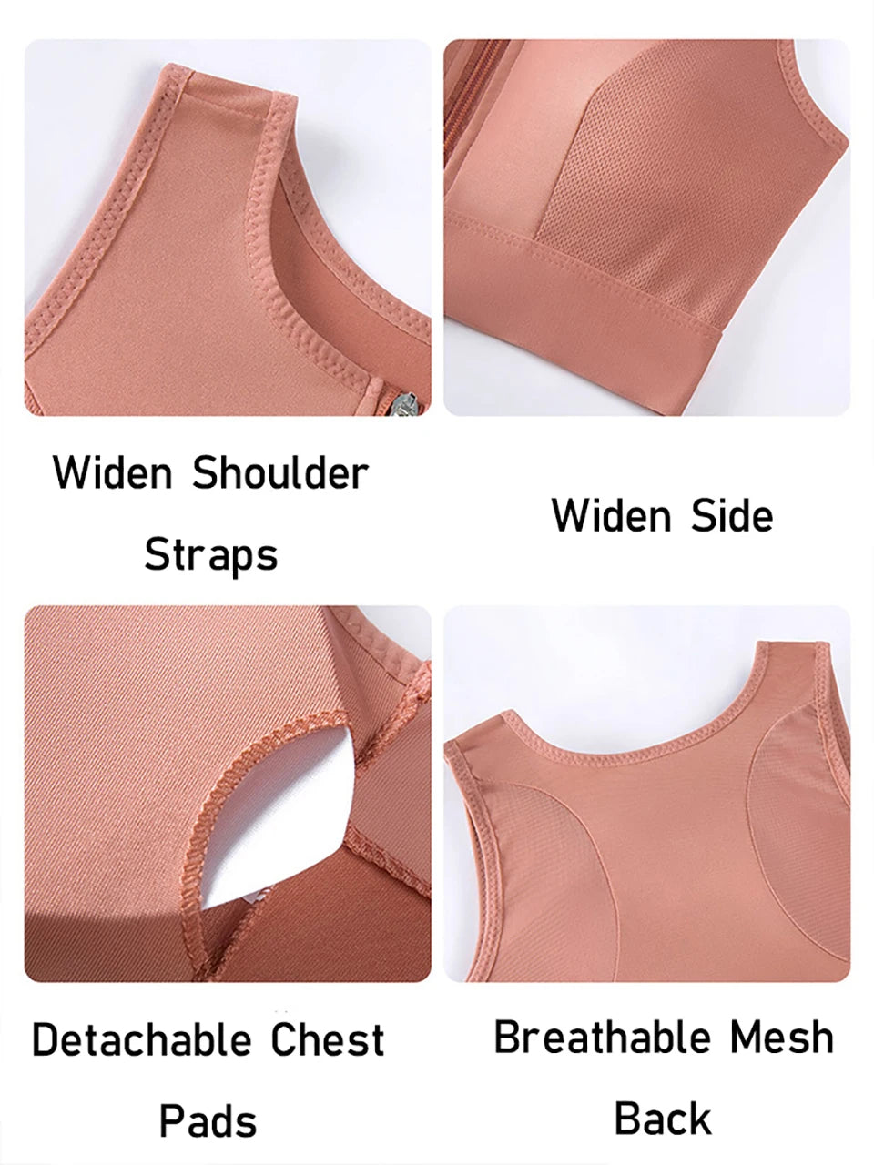 Plus Size Sports Bra Front Closure Longline Bras Padded Workout Crop Tank Top for Running Workout Gym Yoga Vest