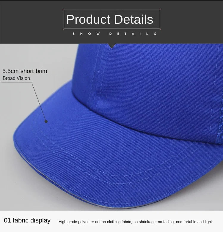 Bump Hat for Safety Baseball Cap Style Hard Hats for Adult Men Women Breathable Lightweight for Head Protection Short Brim