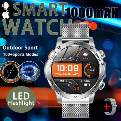 New Military T-Rex 3 Ultra 1000mAh Battery Smart Watch IP68 Waterproof Fitness Track Flashlight Heart Rate Sports Smartwatch Men