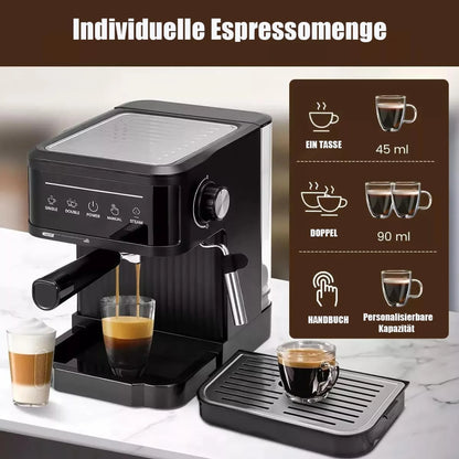 20 Bar Espresso Machine Smart Touchscreen 360° Steam Wand Cup Warmer Single Double Shot 1.8L Black