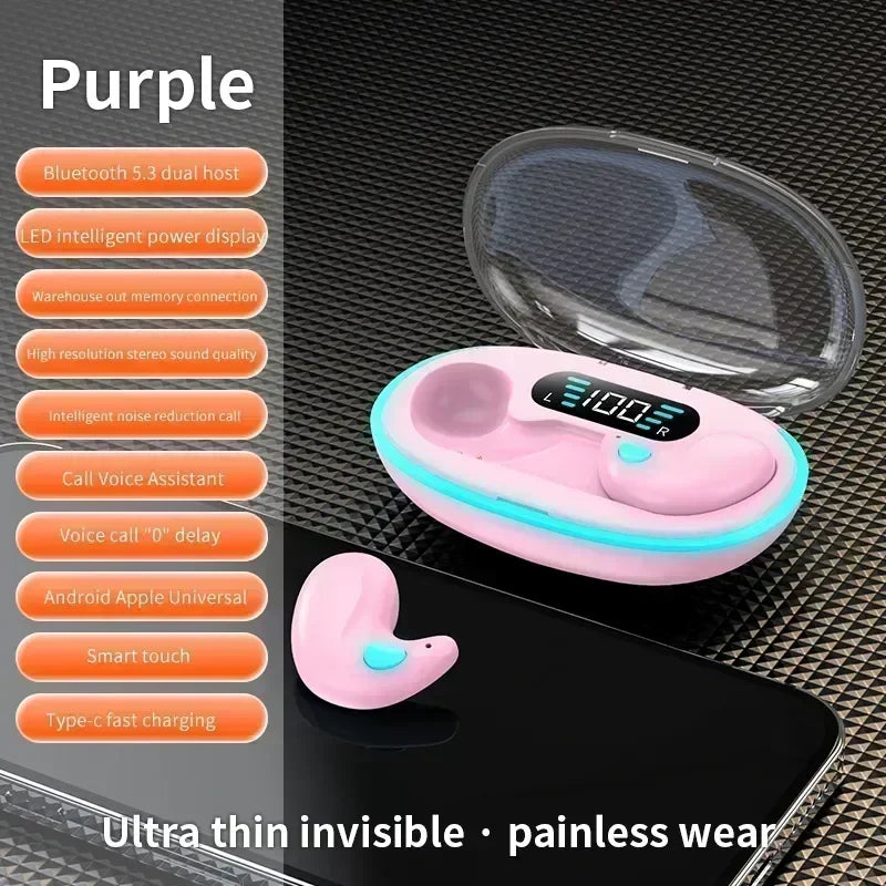 X55 True Wireless Earbuds – Bluetooth 5.0 HiFi Stereo Brusreducering Sport Gaming Sleep 350mAh Fodral Lila Svart Blå Vit Khaki