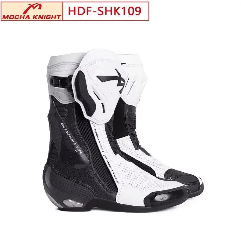 Crossstövlar MOCHA KNIGHT SH109 – perforerade sommarstövlar i läder, unisex 35–46
