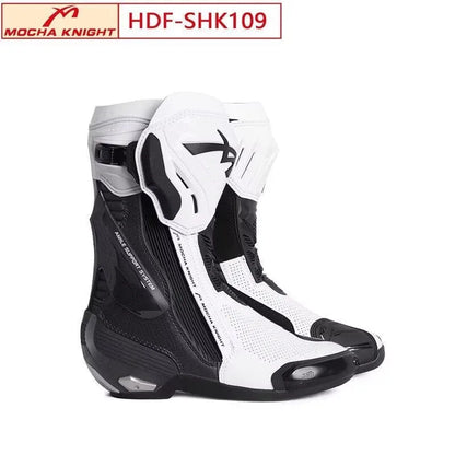 Crossstövlar MOCHA KNIGHT SH109 – perforerade sommarstövlar i läder, unisex 35–46