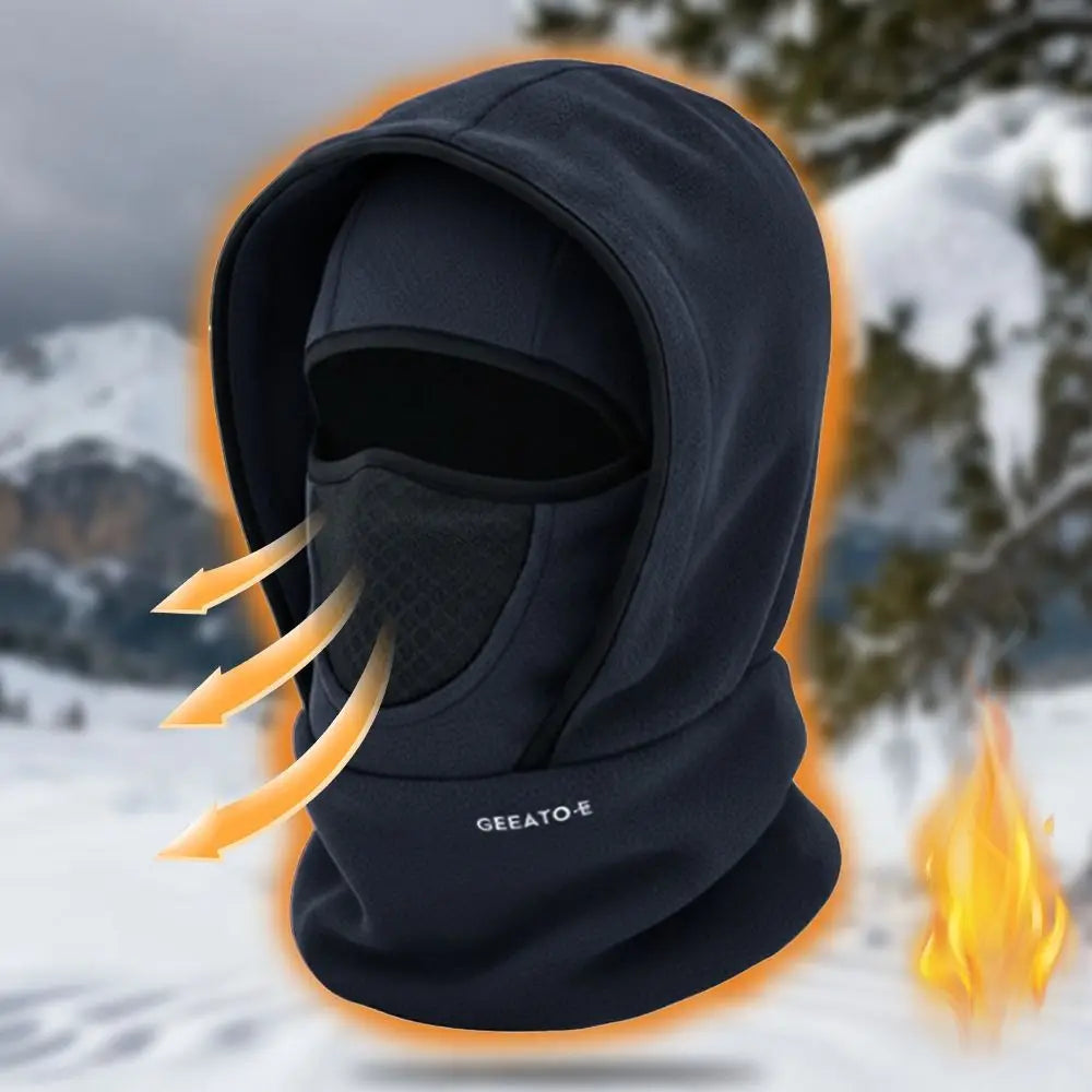 Vattentät balaklava i polarfleece med huva och halsvärmare