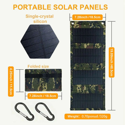 LEAORLD 20W Solar Panel Charger, Foldable Solar Panel Fast Charging, USB Solar Phone Charger, Monocrystalline High Efficiency