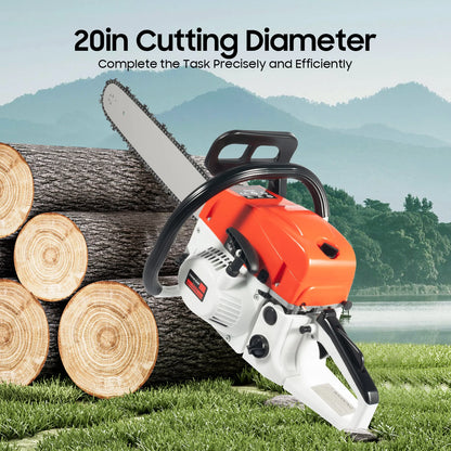 52cc 2.0kW 2-Stroke Gasoline Chainsaw, 20in/51cm Guide Bar for Wood Cutting Petrol Chain Saw, with Tool Bag Mixing Bottle & Bar Cover Model 5200 Gas Saw