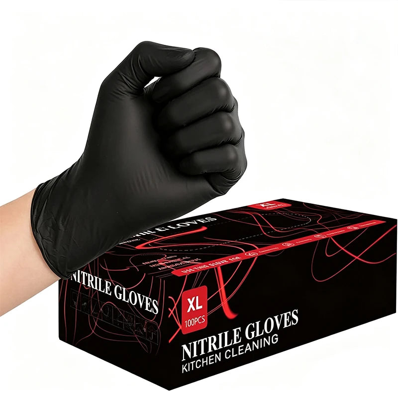 20/60/100PCS Black Disposable Nitrile Gloves Powder Free Waterproof Gloves for Tattoo Supplies Beauty Salon Cleaning Tool