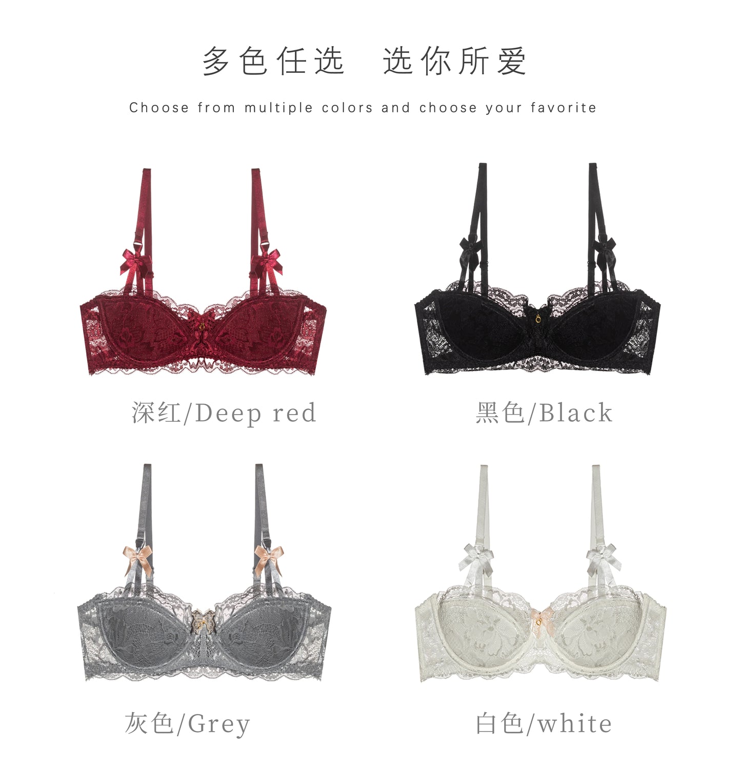Dam Viktoriansk Spets Lingerie Set – Push-up Halvkupa Trådlös BH & Trosor Samlande, 4 Färger S–4XL