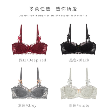 Dam Viktoriansk Spets Lingerie Set – Push-up Halvkupa Trådlös BH & Trosor Samlande, 4 Färger S–4XL