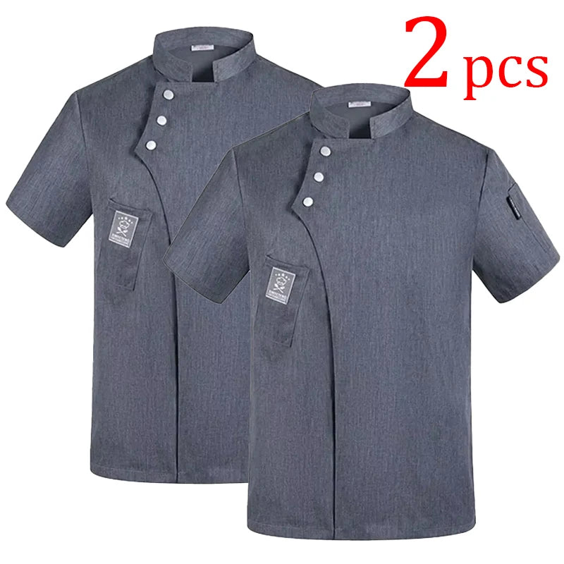 Catering Cooking White Shirt Restaurant Kitchen Chef T-shirt Baker Work Uniform Waiter Hotel Clothes Cook Jacket Cafe Overalls
