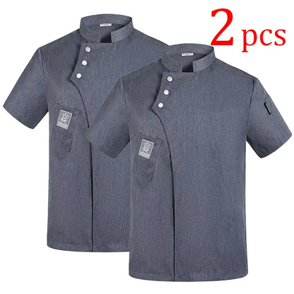 Catering Cooking White Shirt Restaurant Kitchen Chef T-shirt Baker Work Uniform Waiter Hotel Clothes Cook Jacket Cafe Overalls