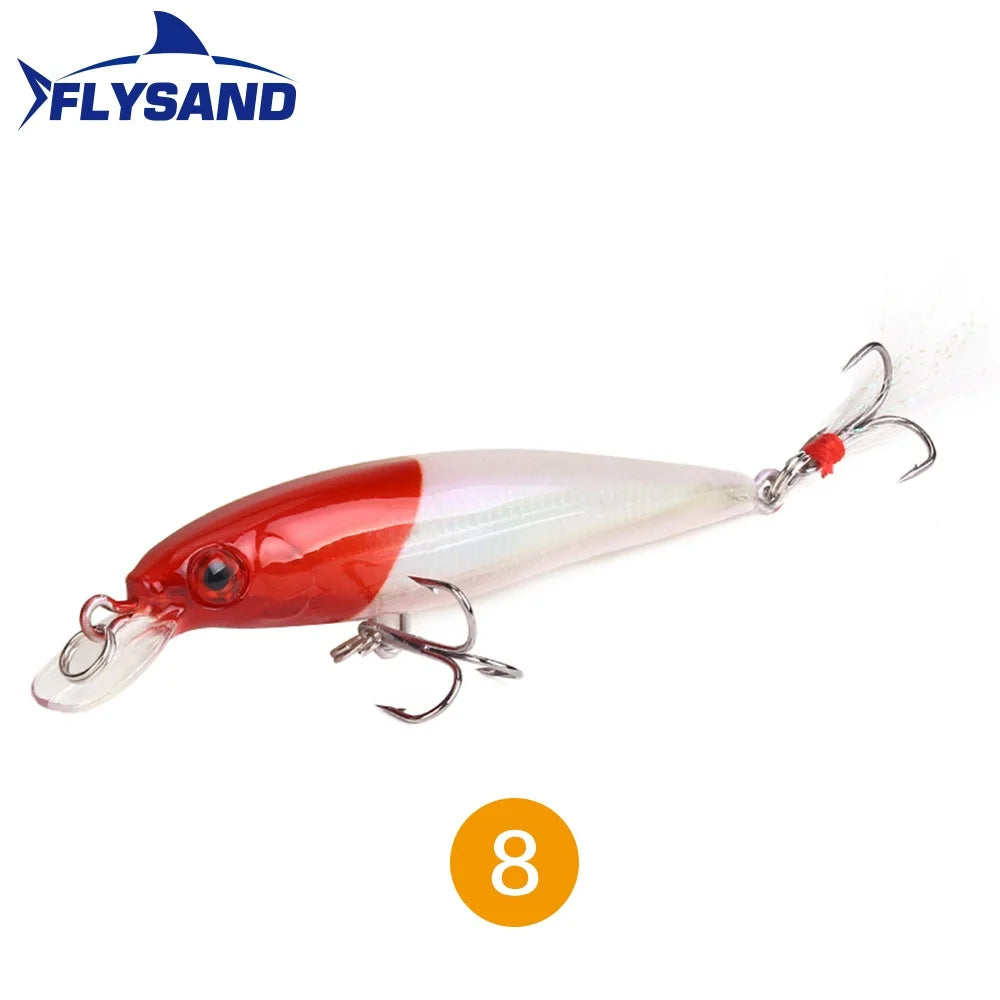 FLYSAND Laser Minnow Fishing Lure Pesca Hooks Fish Wobbler Tackle Crankbait Artificial Japan Hard Bait 90mm 7.2g Swimbait 1PCS