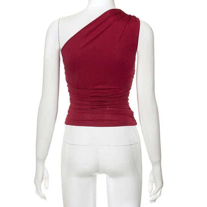 BIDIJONES one-shoulder-topp dam med öppen rygg – enfärgad, S–L