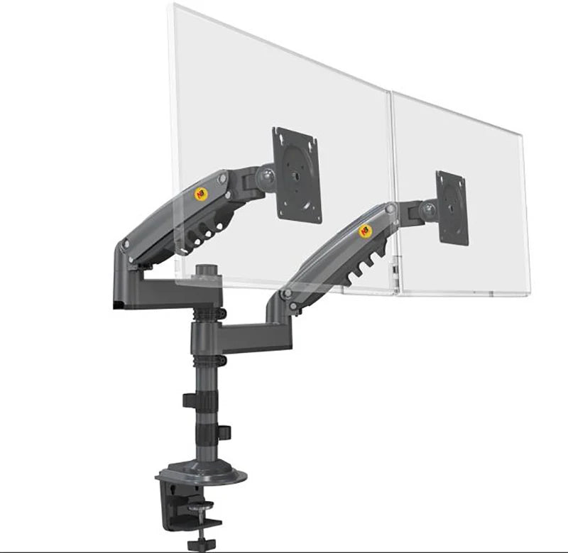 NB New H180 Full Motion 17'-27' Double Monitor Holder Gas Spring Arm LCD Mount Ergonomic Dual Arm Clamp Bracket 2-9kgs Each