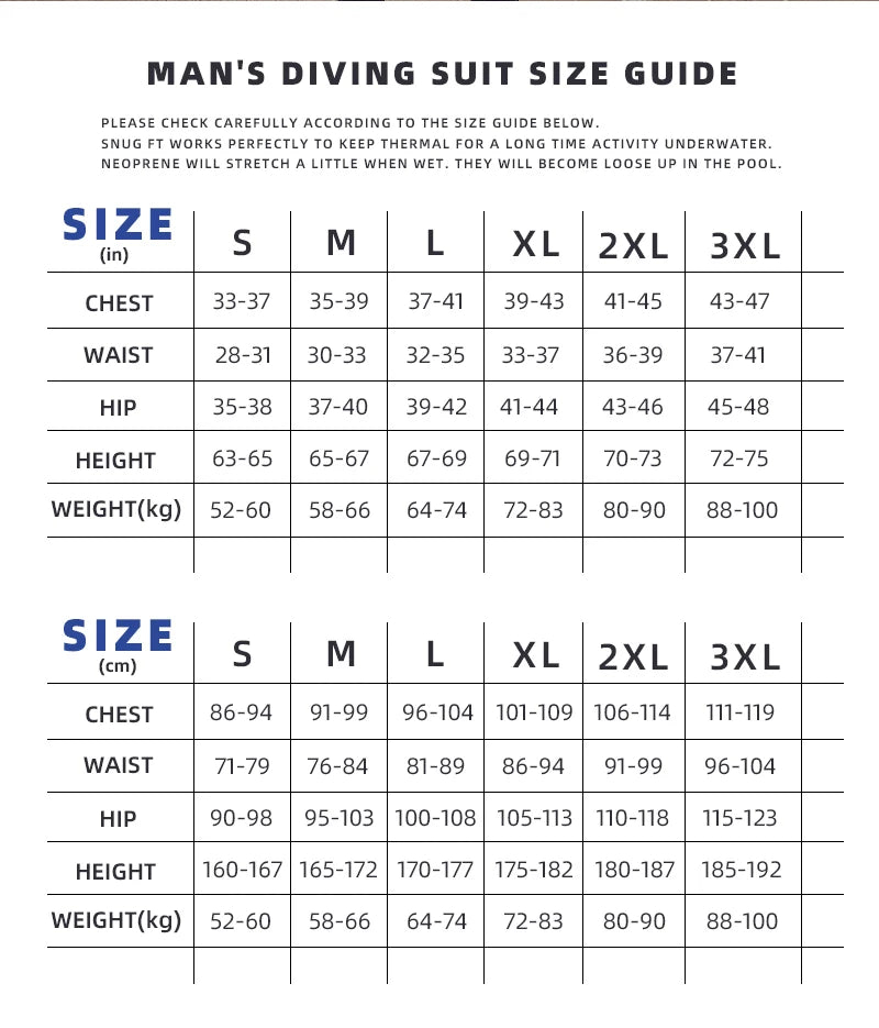 5mm Neopren Våtdräkt Herr – Överdel eller Byxor, Dykning & Undervattenfiske, S– 3XL