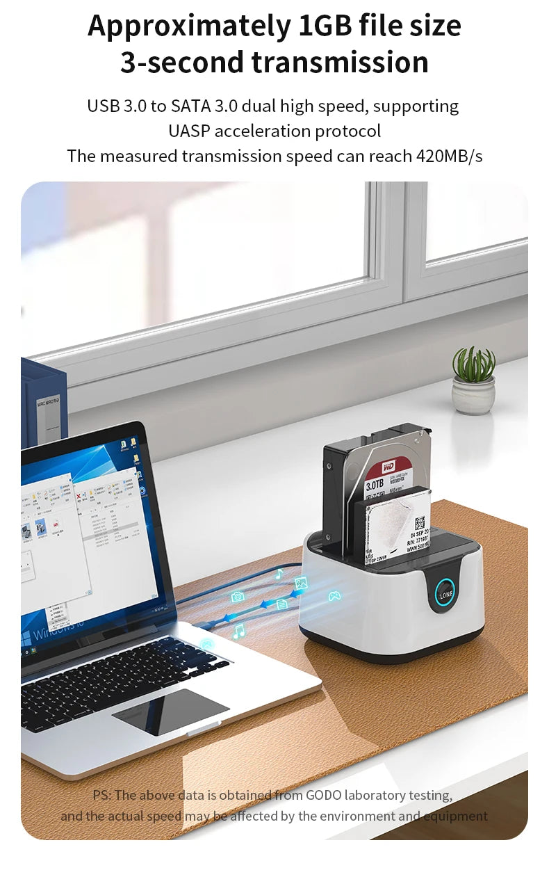 GODO HDD Docking Station SATA to USB 3.0 Adapter for 2.5 3.5 SSD Disk Case HDD Box Dock Hard Drive Enclosure Docking Station