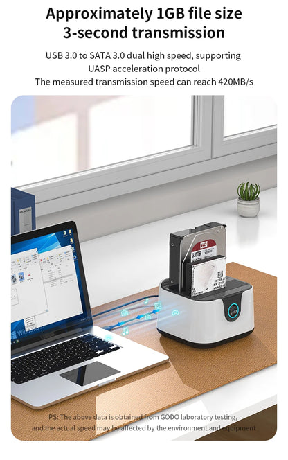 GODO HDD Docking Station SATA to USB 3.0 Adapter for 2.5 3.5 SSD Disk Case HDD Box Dock Hard Drive Enclosure Docking Station