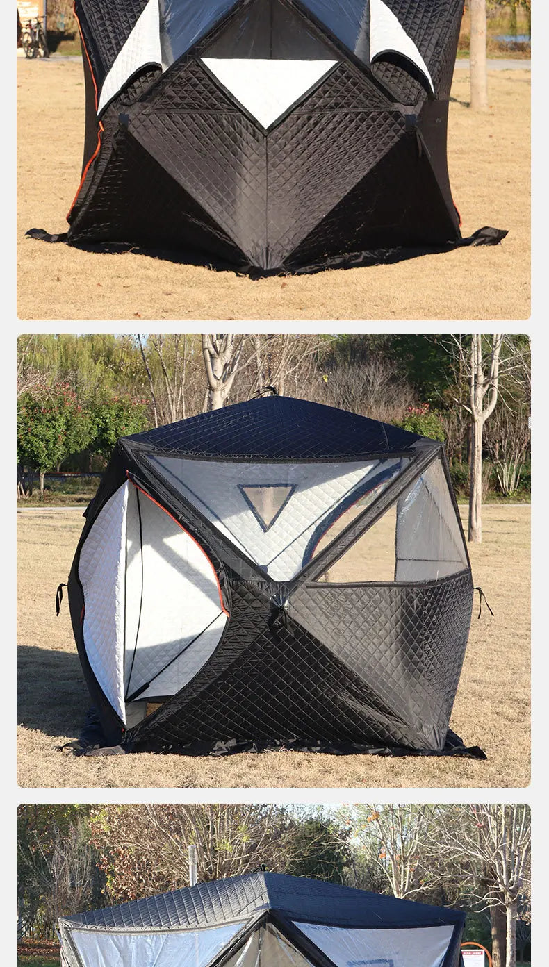 Steam sauna tent winter fishing  outdoor warm snow fishing house winter chimney mouth ice fishing tent