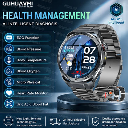 2026 New AI Health Care Accurate Detection ECG Smart Watch Blood Pressure lipids Uric Acid Analysis Bluetooth Call Smart Watches