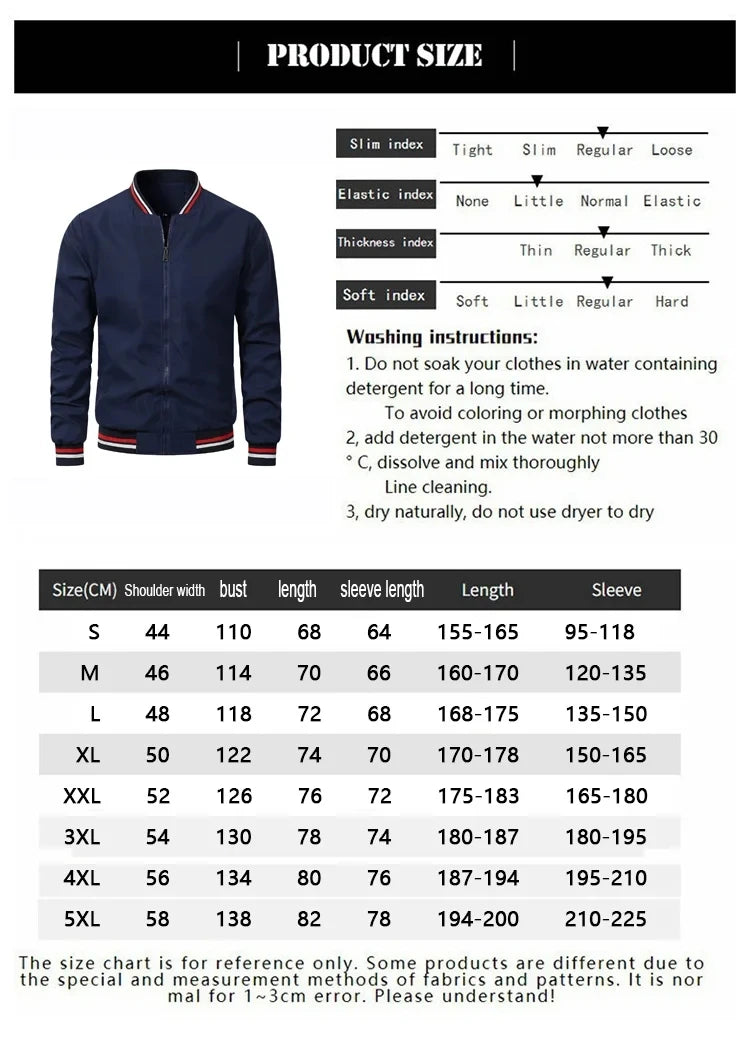 Herr Baseballjacka med V-ringning och Dragkedja – Casual Sportjacka för Vandring och Friluftsliv, S–5XL