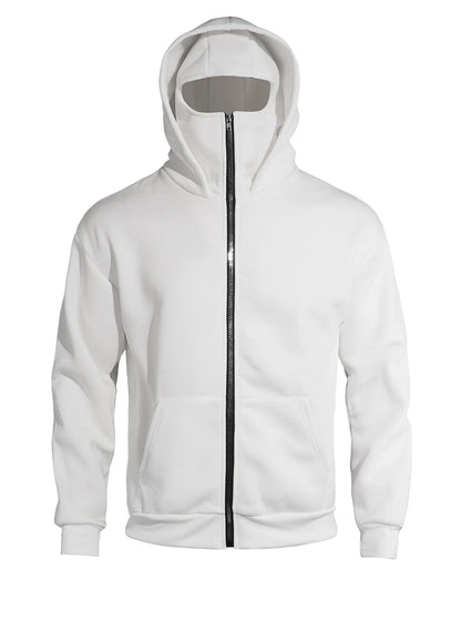Autumn Men's Double-Layer Hooded Zip-Up Sweatshirt, Loose Casual Fit with Front Pockets, Ideal for Outdoor and Streetwear Style