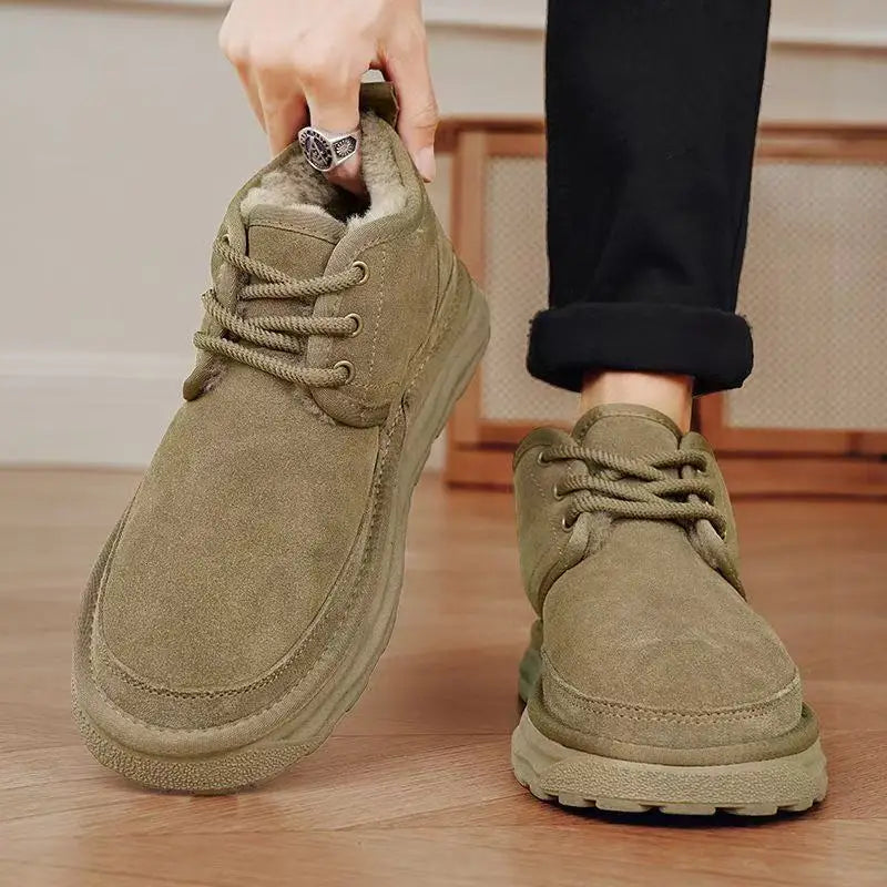 New Winter Snow Boots Men Plush Warm Men Boots Suede Leather Ankle Boot Comfortable Light Couple Cold Protection Sneakers