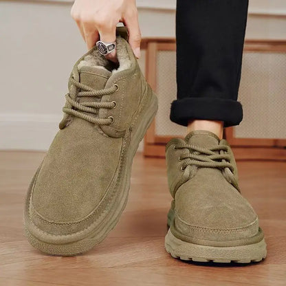 New Winter Snow Boots Men Plush Warm Men Boots Suede Leather Ankle Boot Comfortable Light Couple Cold Protection Sneakers