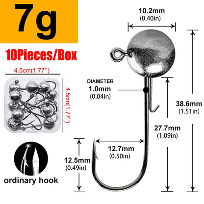 MrLurion Package Box 2g 3g 5g 7g 10g 12g 16g 20g jig head hook for fishing tackle ,crank carbon lure hook for worm soft
