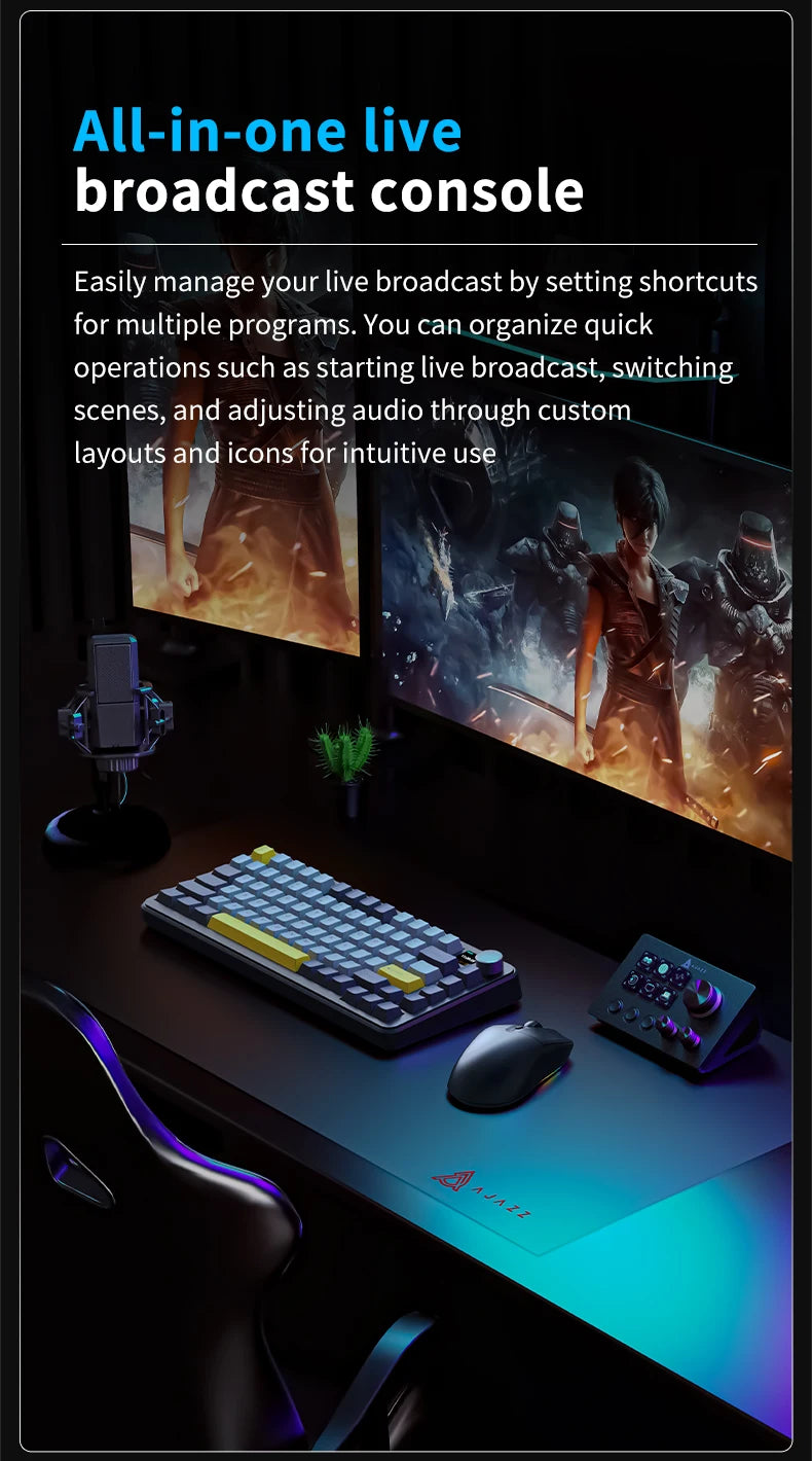 AJAZZ AKP03 Desktop Control Panel, Programmable Keypad for Stock Trading Live Streaming Audio Mixing, Shortcut Controller