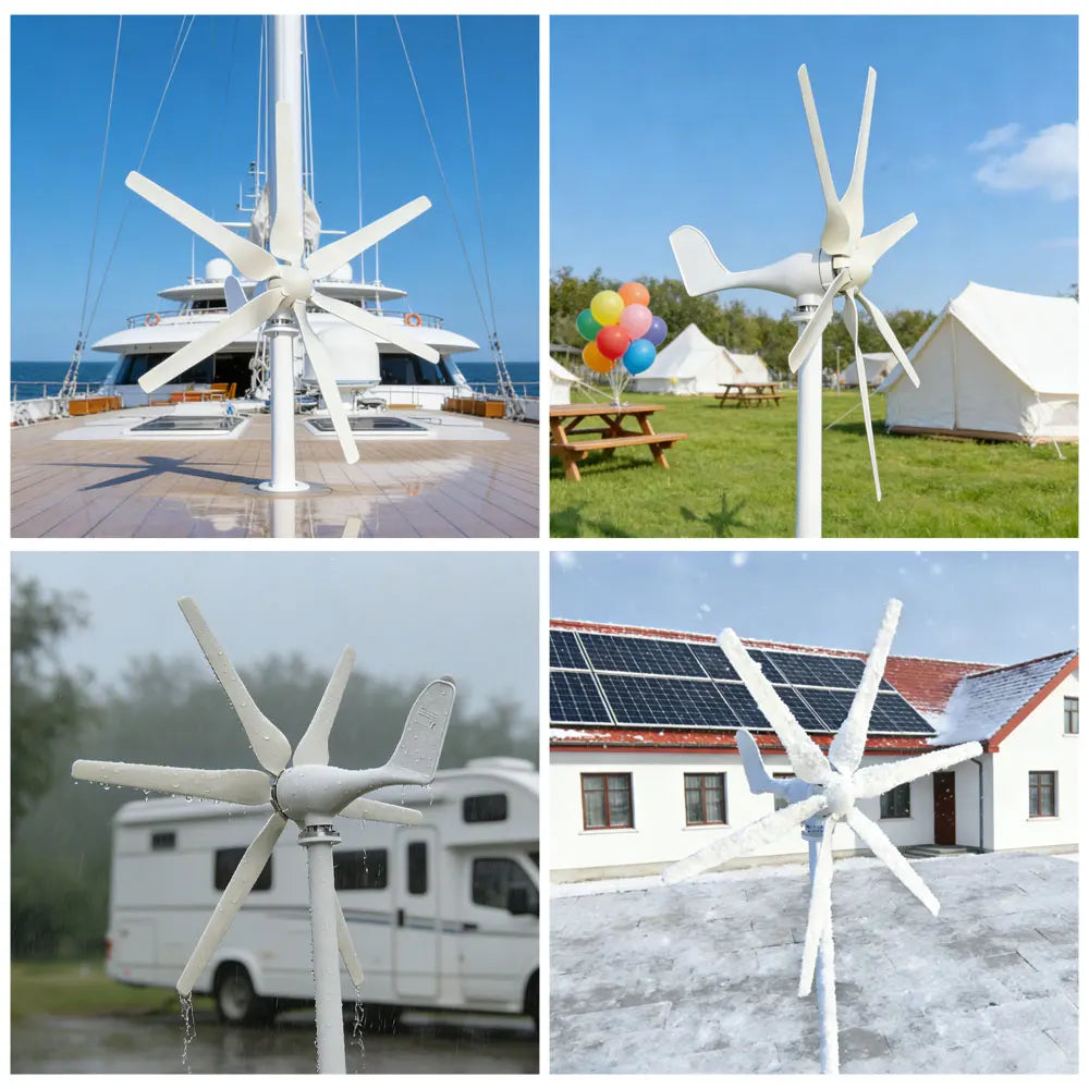 Horisontell Vindturbin 3000W 12V/24V/48V – Lågbullrig Permanent Magnet Off-Grid 220V, EU-lager Polen