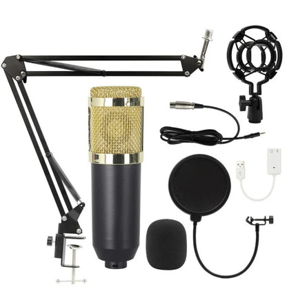 BM800 Condenser Microphone with V8Sound Card Set for Studio Recording AndStreaming Audio Smartphone Live Streaming Bracket Set