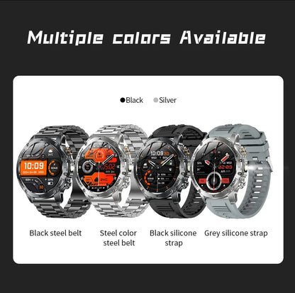 2026 New Men's GPS Outdoor Sports Smart Watch AMOLED Screen NFC Flashlight Heart Rate Monitor Waterproof Bluetooth Call 1000mAh