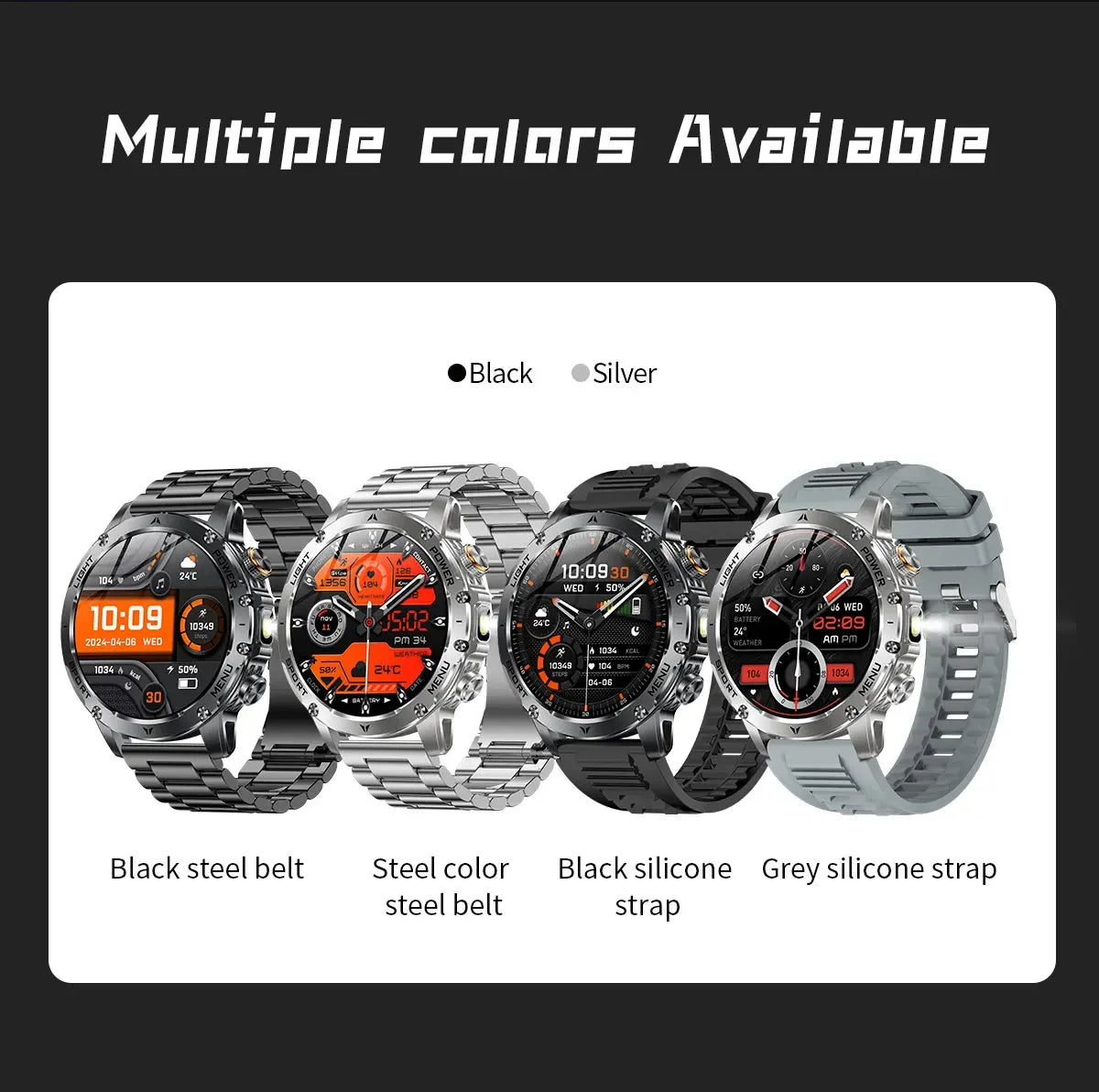 New Military T-Rex 3 Ultra 1000mAh Battery Smart Watch IP68 Waterproof Fitness Track Flashlight Heart Rate Sports Smartwatch Men
