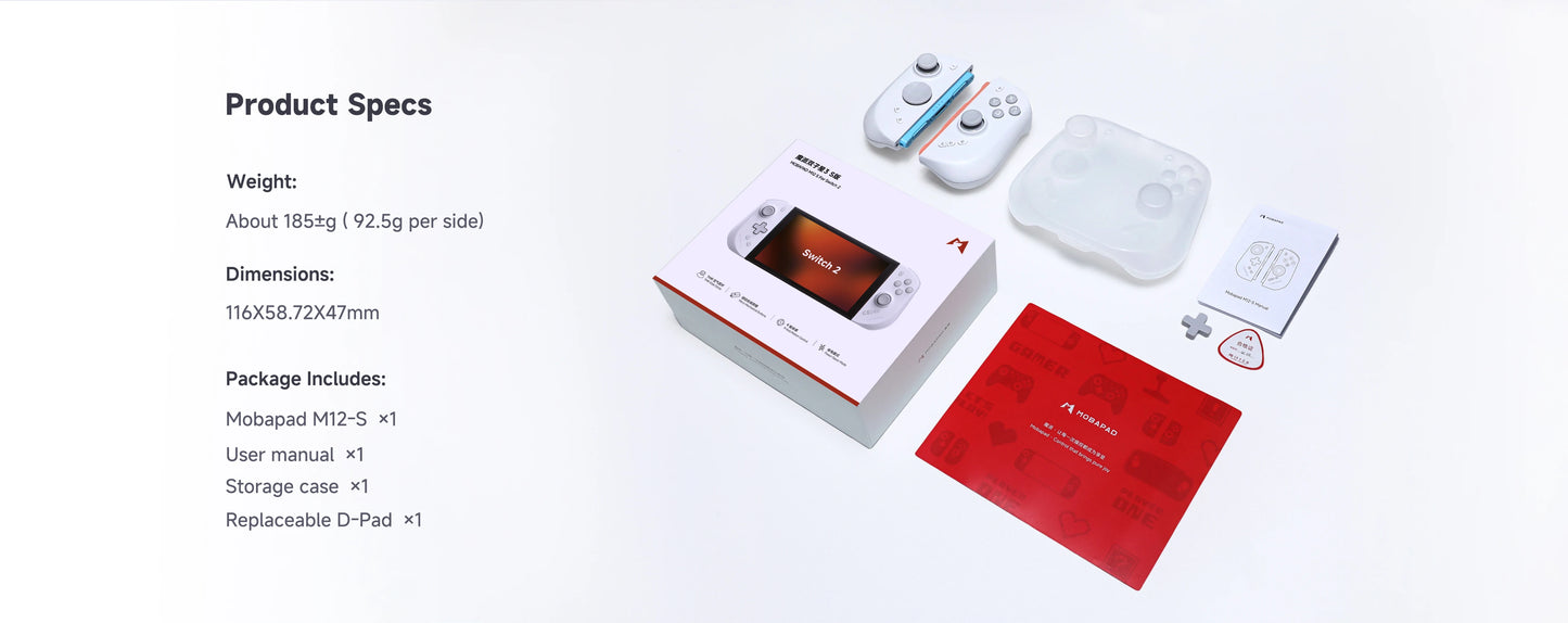 MOBAPAD M12 S Gaming Controller for Switch 2 with TMR Sticks, Mechanical Buttons, 9-Axis Gyro Motion Control, Power-Saver Mode