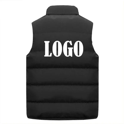 Custom Logo Vest Jacket, Warm Sleeveless Winter Coat with Stand Collar, Windproof Quilted Waistcoat for Autumn Casual Outd