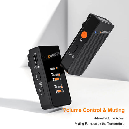COMICA Vimo C 2.4G Wireless Lavalier Microphone with Charging Case,Lapel Mic for Camera Smartphone Podcast Interview Vlog