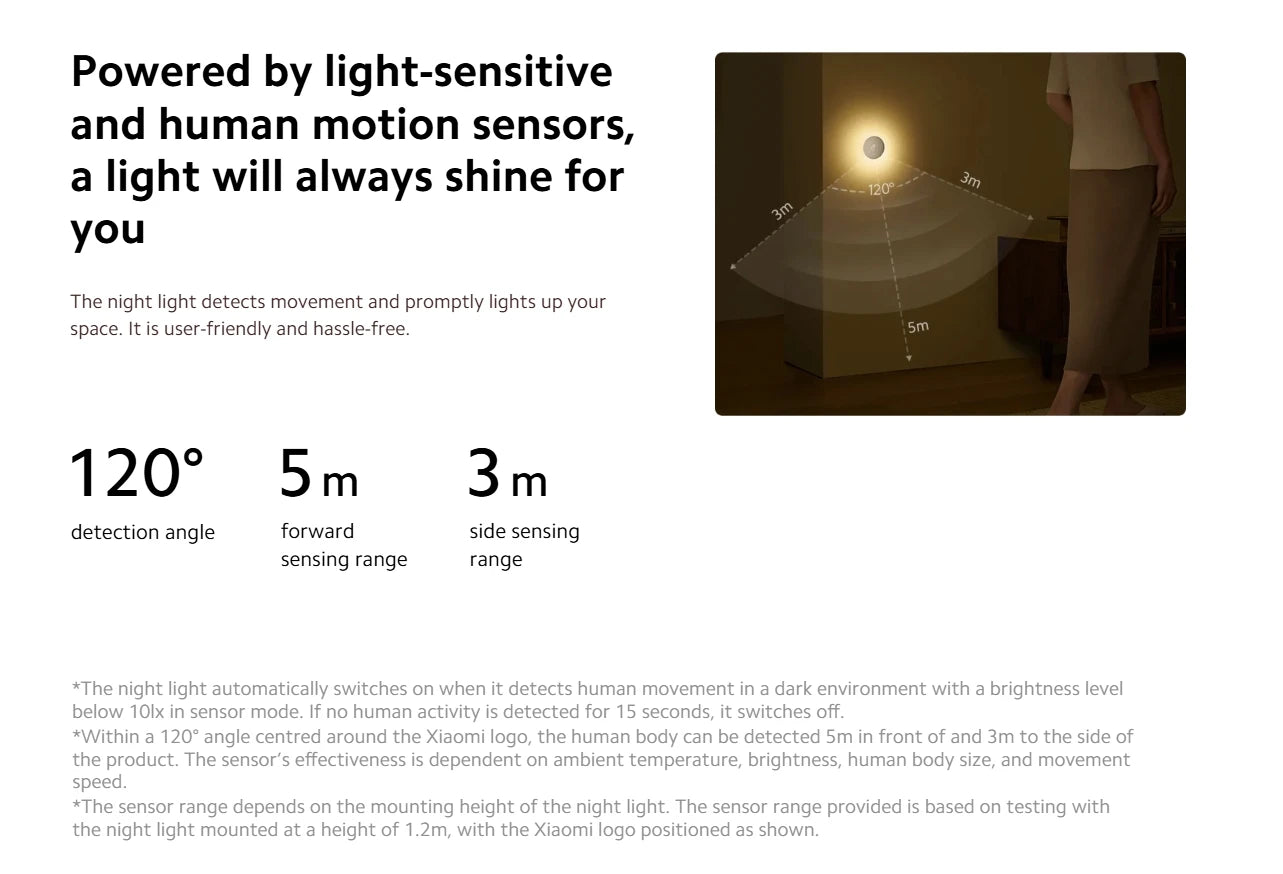 Original NEW MiJia Night Light 3 With Dual Sensors for Light And Motion, Supports Both Motion-Sensing and Always-on Modes