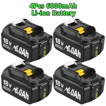 For Makita BL1830 Battery Rechargeable 6000mAh/9000mAh BL1840 BL1850 BL1860 18V Replacement With Single 4A/Dual 6A Charger