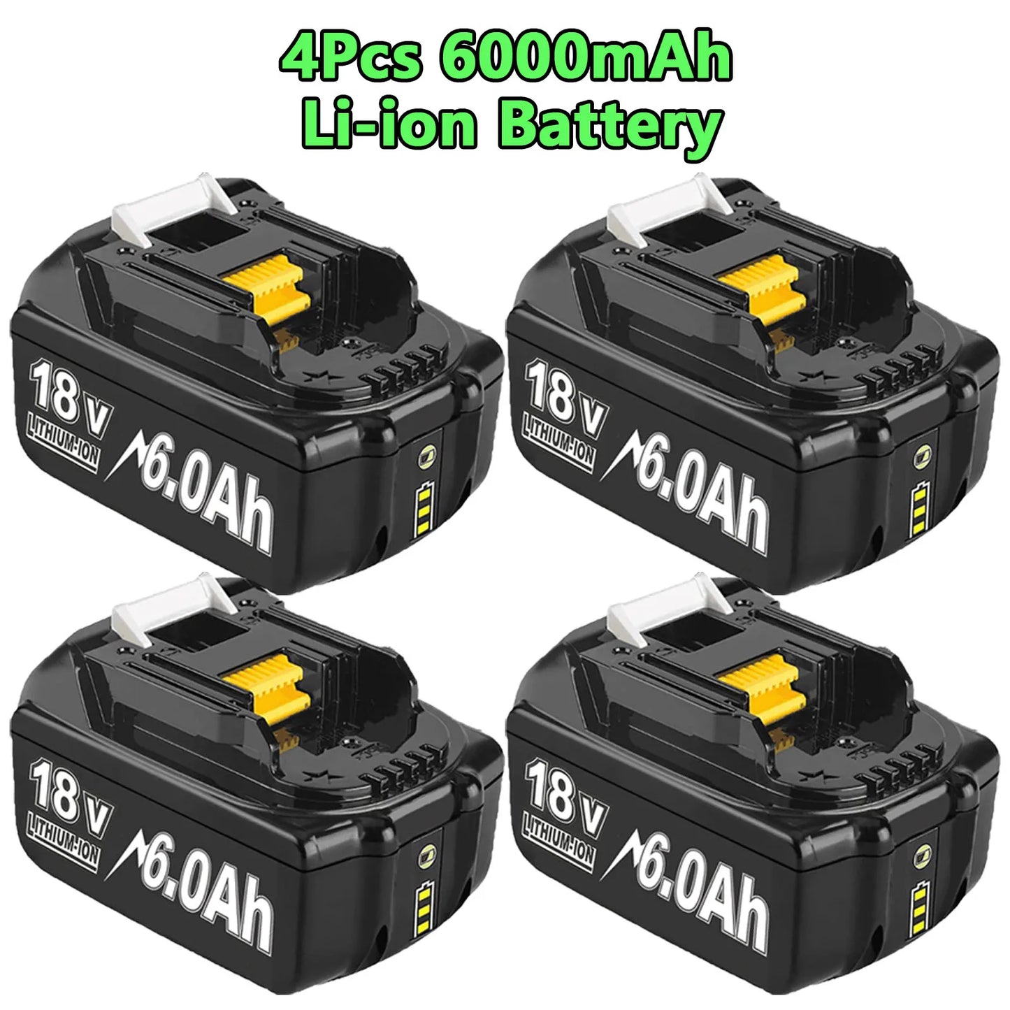 For Makita BL1830 Battery Rechargeable 6000mAh/9000mAh BL1840 BL1850 BL1860 18V Replacement With Single 4A/Dual 6A Charger