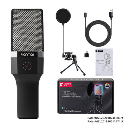 Gaming Computer Professional Condenser Microphone Mic PC Laptop USB Wired Live Streaming Podcast Studio Mike Kit Gamer Karaoke