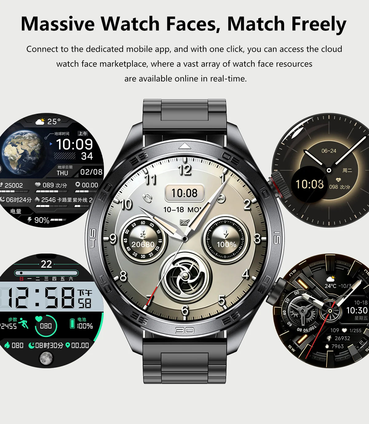 2026New Men's Outdoor Sports Smartwatch GPSTrack 1000mAh Battery Heart Rate Monitor 100+Sport Mode IP67 Waterproof Smart Watches