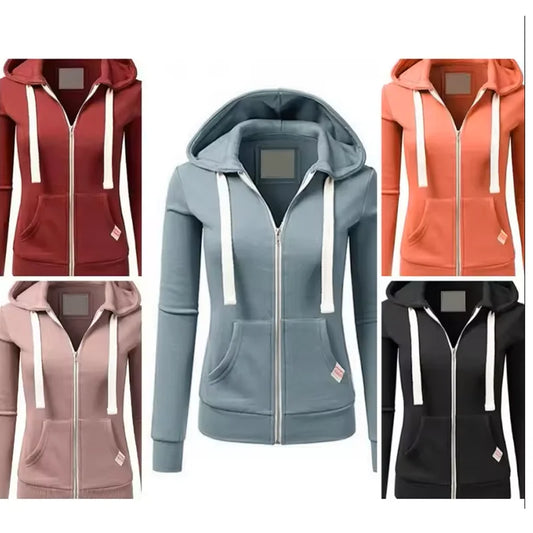 Sportig damhoodie med lång ärm och dragsko