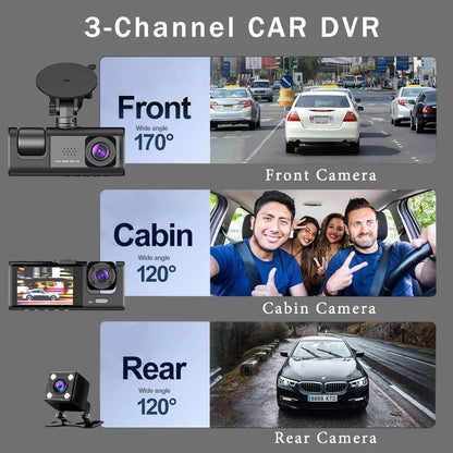 Wifi 3 Channel Dash Cam Three Way Car DVR Inside Vehicle Camera DVRs Recorder HD 1080P Video Mini Registrator Dashcam Camcord