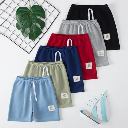 1/3/6 Pcs Children's Solid Color Drawstring Strap Shorts Boy Casual Fashion Pants Girl Joker Comfortable Elastic Waist Pants